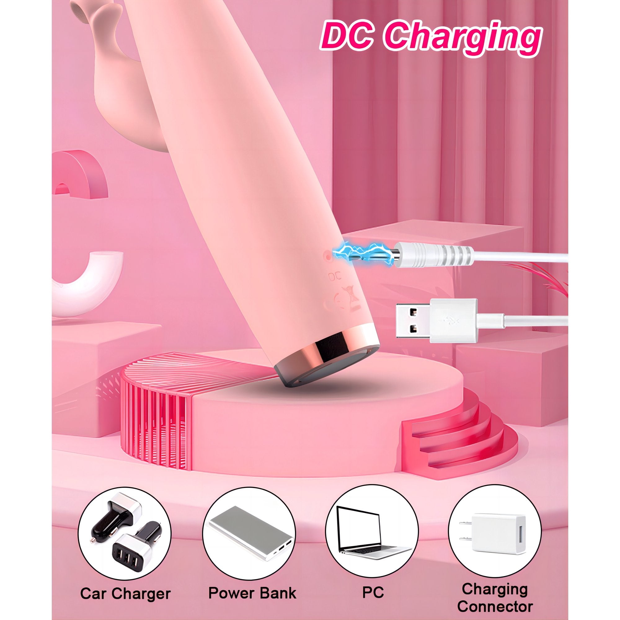 Dual-ended heated vibrating wand in soft pink