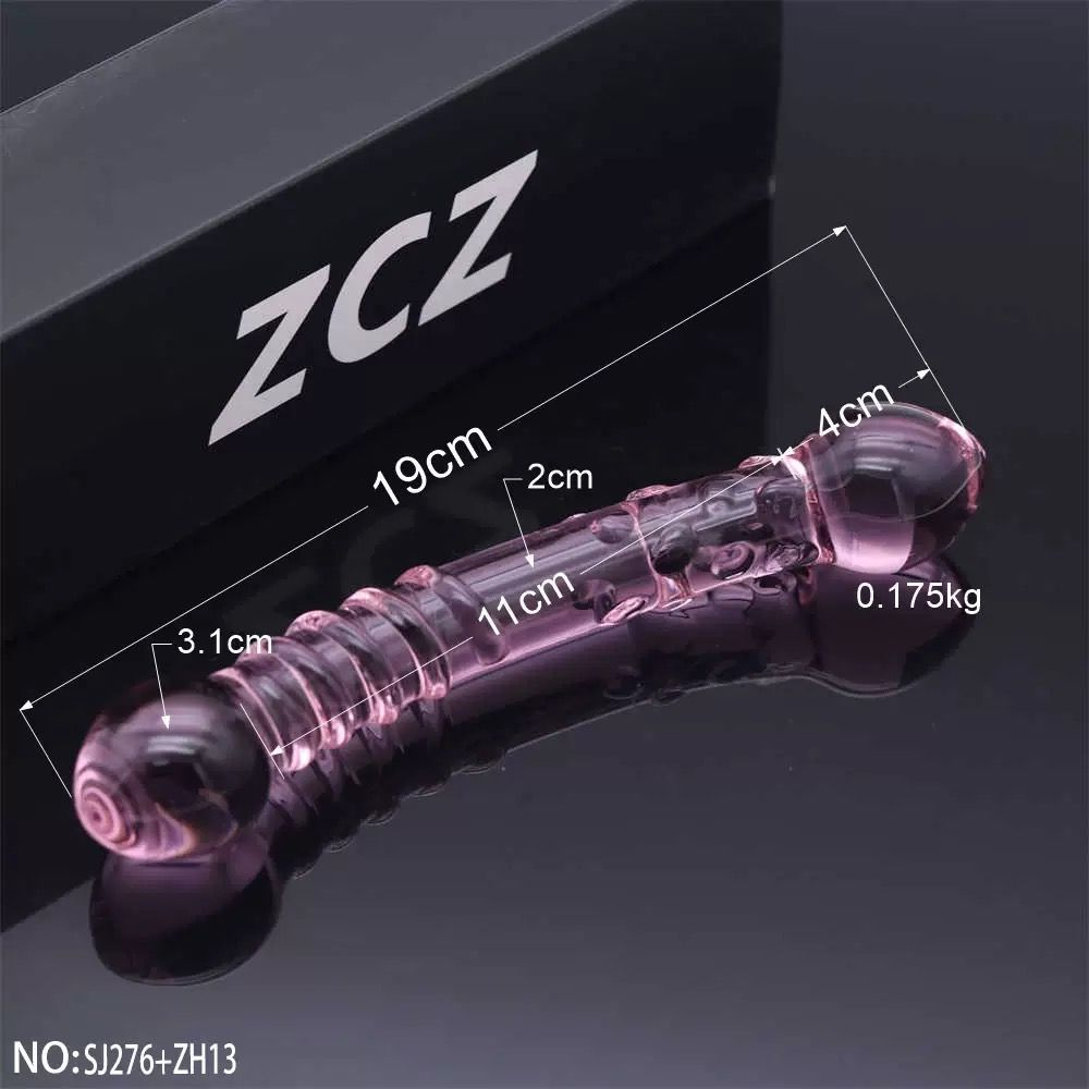 19CM Crystal Glass Double-Ended Textured Pleasure Wand