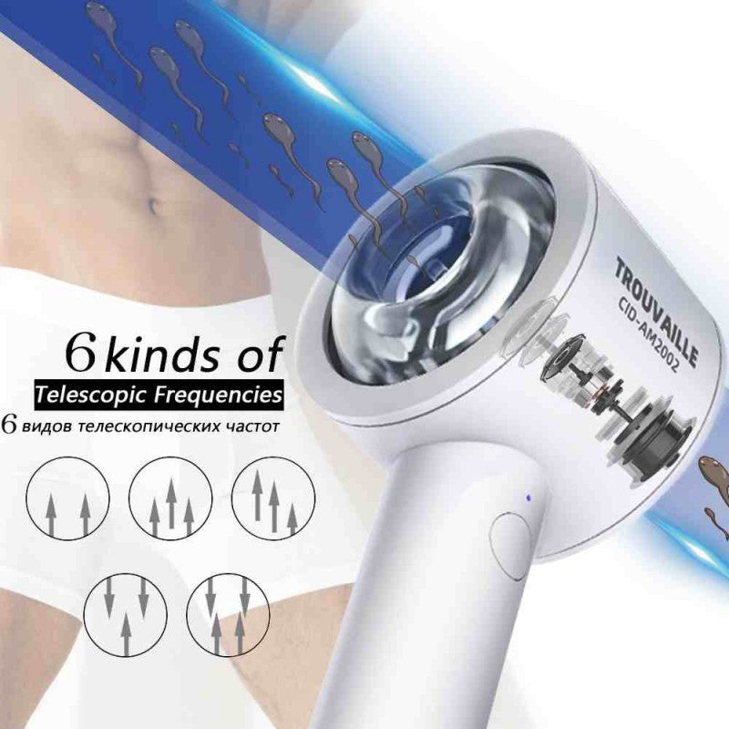 Masturbator na may pagsipsip, istilong blow-dryer (may stand)