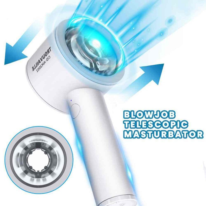 Masturbator na may pagsipsip, istilong blow-dryer (may stand)