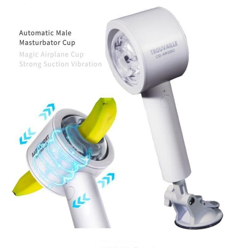 Masturbator na may pagsipsip, istilong blow-dryer (may stand)