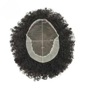 Q6 African US Men's Wig Curly Hair System Lace Forehead Hairpiece